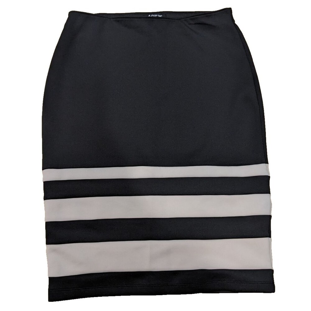 Apt 9 Pencil Skirt Black & White Striped Knee Length Color Block Business Work L